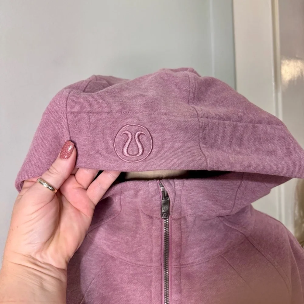 Lululemon Scuba Hoodie Jacket Light Cotton Fleece Heathered Velvet Dust Size 10